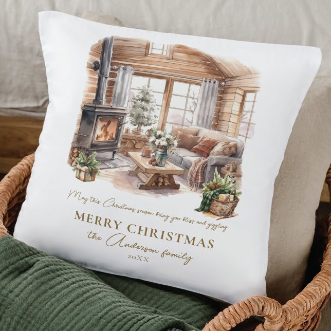 Coussin Belle maison de Noël cosy Personnalisée (Créateur téléchargé)