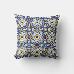 Coussin 💙 💛 Belle Méditerranée Vintage Azulejos