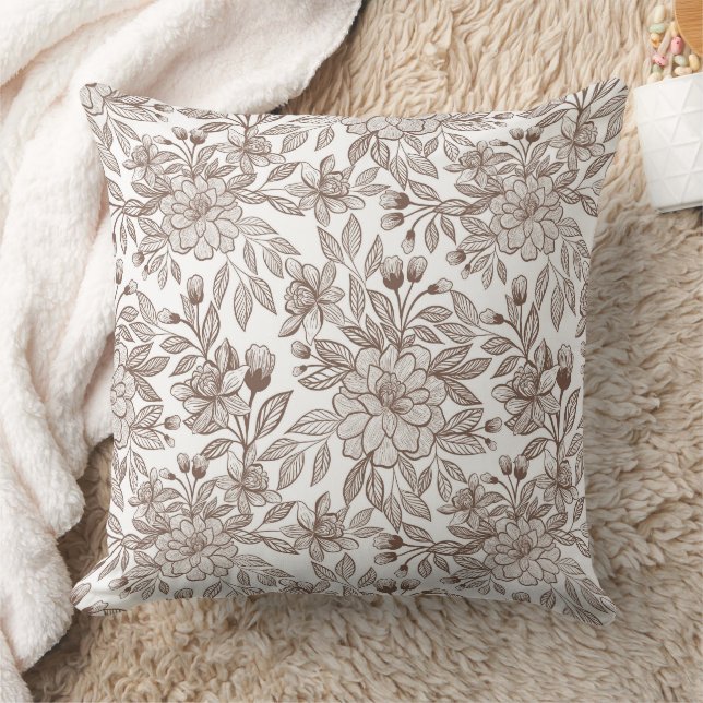 Coussin Belle Mocha Mousse Vintage Floral (Couverture)