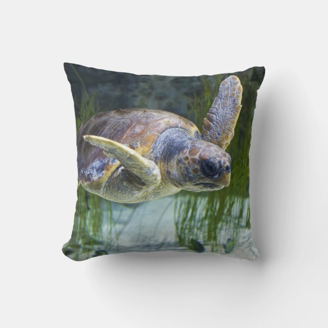 Coussin Belle natation de tortue marine (Recto)