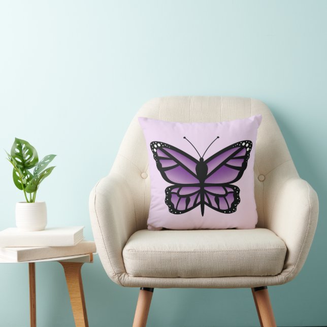 Coussin Belle papillon de couleur violette et noire pour l (Chaise)