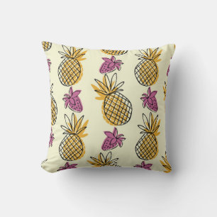 Coussin Belle patte d'illustration d'ananas et de fraises