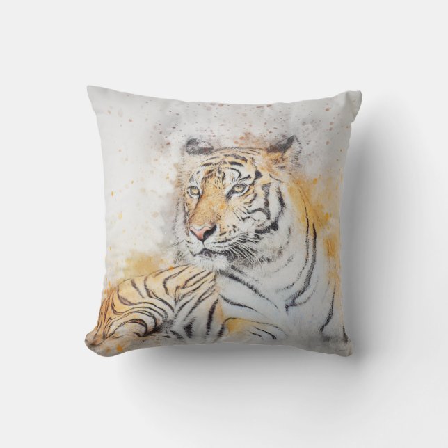 Coussin Belle peinture sur tigre du Bengale (Recto)
