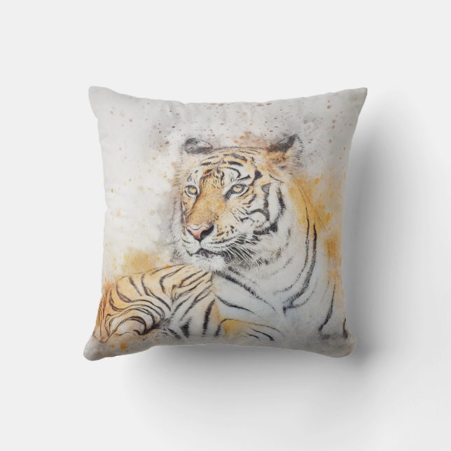 Coussin Belle peinture sur tigre du Bengale (Verso)
