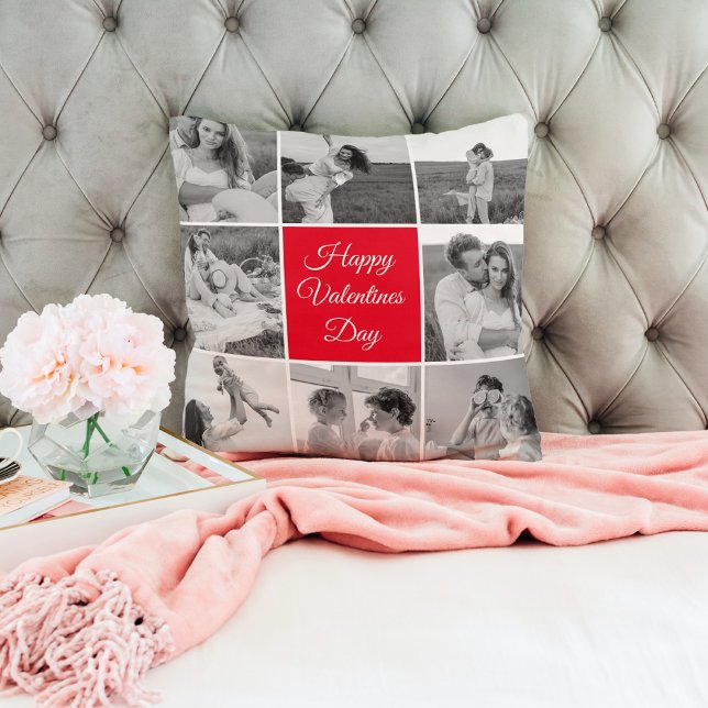 Coussin Belle photo Collage Couple et Joyeuse Saint Valent (Créateur téléchargé)
