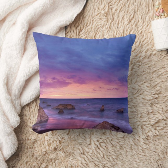 Coussin Belle photo côtière du coucher de soleil (Couverture)