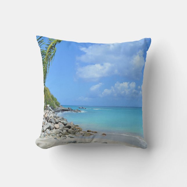 Coussin Belle Plage Tropicale Turquoise (Recto)