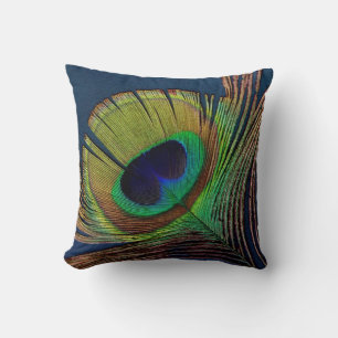 Coussin belle plumes de paon art photo original