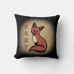 Coussin Belle Red Foxy Fox noir