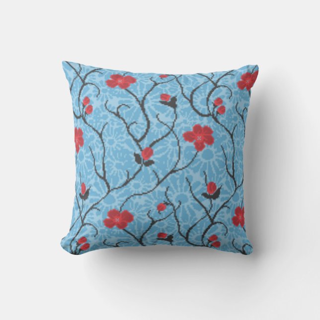 Coussin Belle romantique Fille rouge floral (Recto)