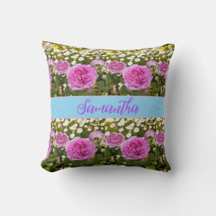 Coussin Belle rose Roses et marguerites Floral