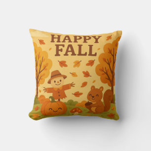 Coussin Belle scène d'automne avec citrouille et écureuil