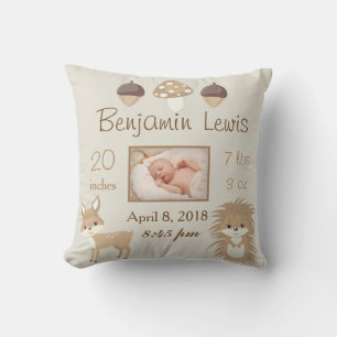 Coussin Belle Silver Woodland Animaux Nursery Photo Bébé