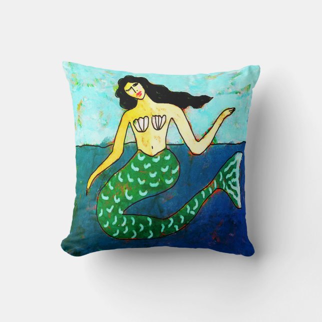 Coussin Belle Sirène d'Art Abstrait (Recto)