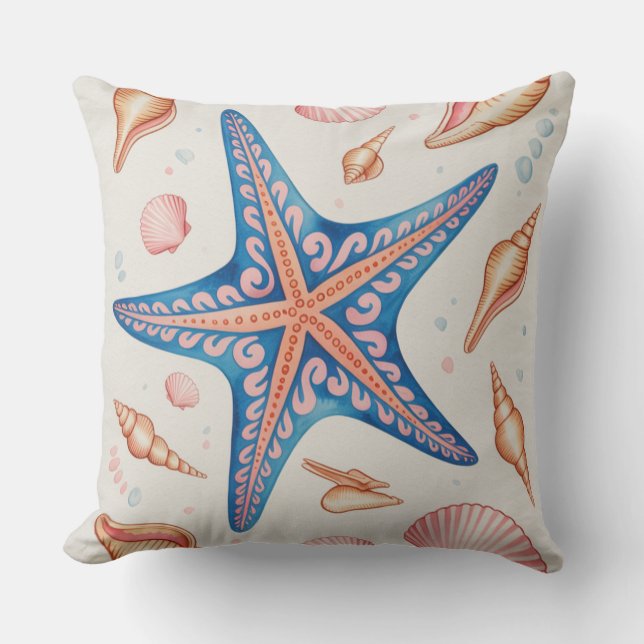Coussin Belle Starfish d'inspiration nautique (Recto)