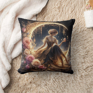 Coussin Belle Steampunk Woman sur la Lune