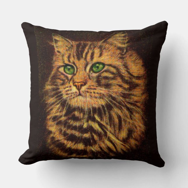 Coussin belle tabby à cheveux longs imprimé chat (Recto)
