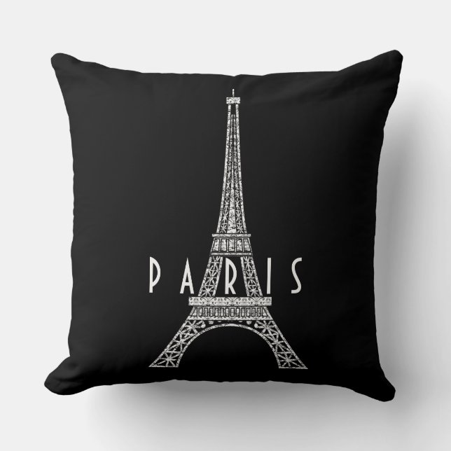 Coussin Belle tour blanche France Paris Eiffel (Recto)