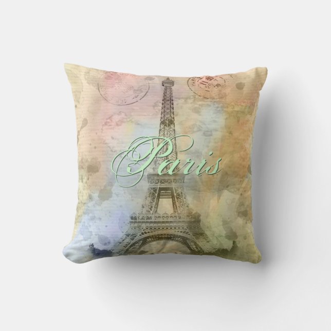 Coussin Belle tour Eiffel vintage à la mode (Recto)