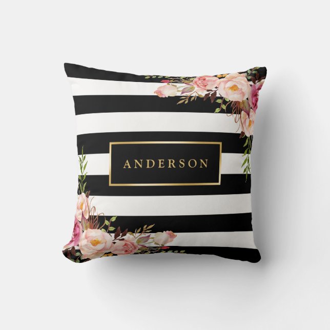 Coussin Belle trame d'or en enveloppement floral Élégantes (Recto)