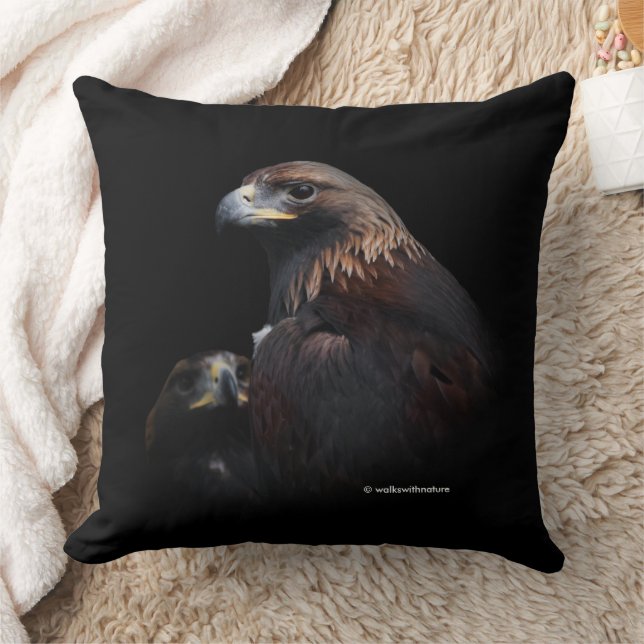 Coussin Belle vignette d'Aigles royaux sur fond noir (Couverture)