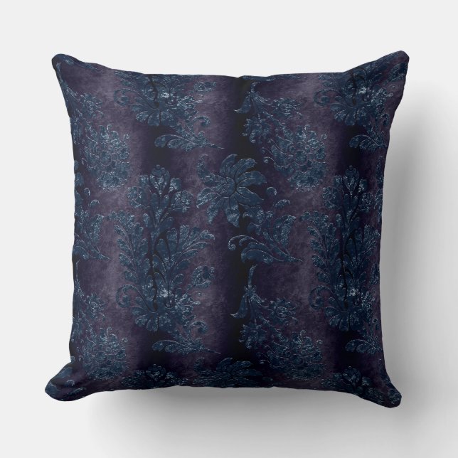 Coussin Belle, vintage, noire, embossée damask velours (Recto)