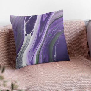 Coussin Belle violet moderne Agate rayé Pierre