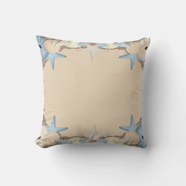 Coussin Belles coquilles tropicales de plage de thème (Recto)