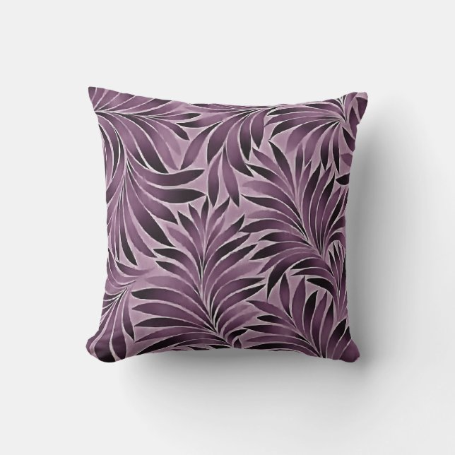 Coussin Belles feuilles en violet aubergine (Recto)