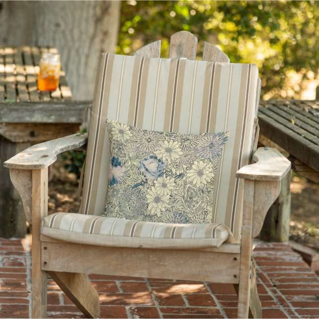 Coussin Belles fleurs abstraites vintage (Chaise)