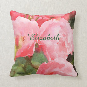 Coussin Belles fleurs anglaises roses de roses d'aquarelle