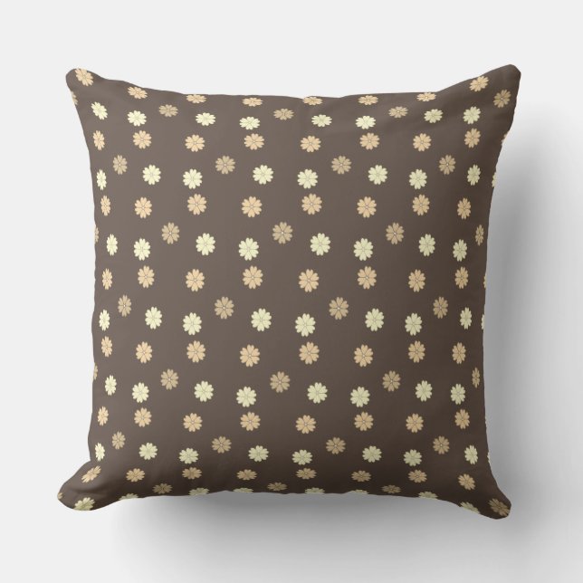 Coussin Belles fleurs brunes et beige (Recto)