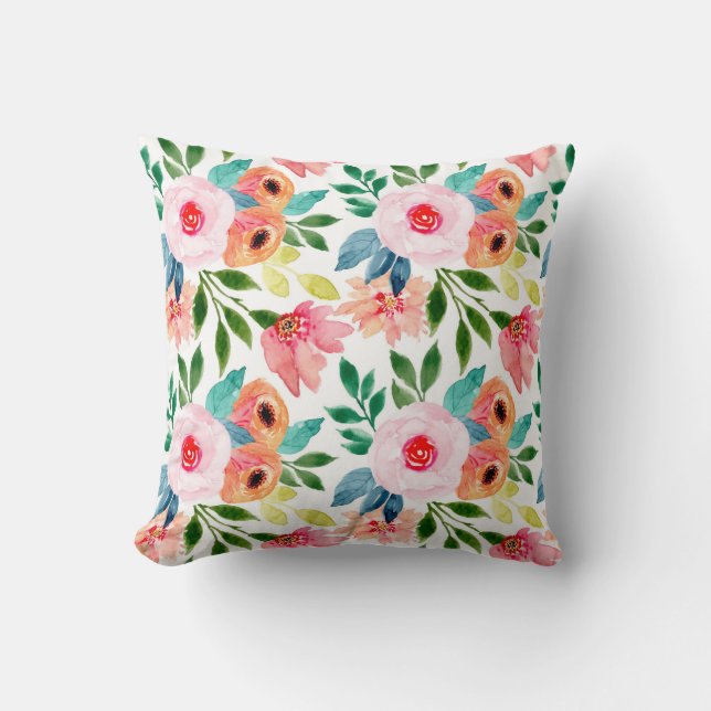 Coussin Belles fleurs d'aquarelle (Recto)