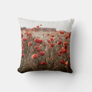 Coussin belles fleurs de pavot