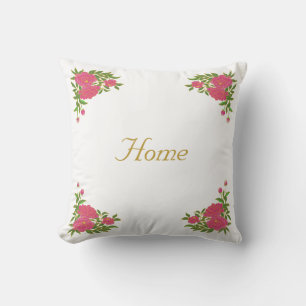 Coussin Belles fleurs de pivoines sur blanc