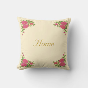 Coussin Belles fleurs de pivoines sur ivoire