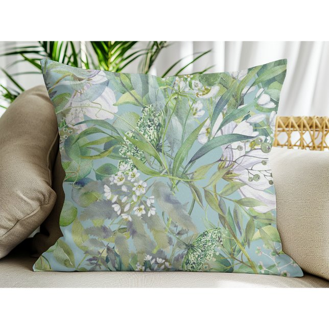 Coussin Belles Fleurs Et Feuilles Botaniques Modernes (Créateur téléchargé)