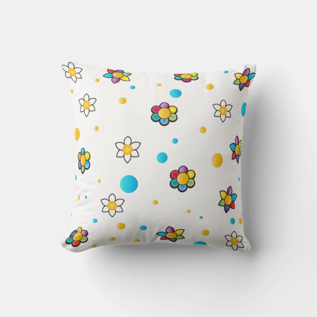Coussin Belles fleurs mignonette motif pour chambre enfant (Recto)