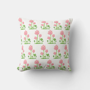 Coussin Belles fleurs roses sur fond blanc