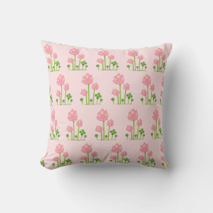 Coussin Belles fleurs roses sur fond rose clair