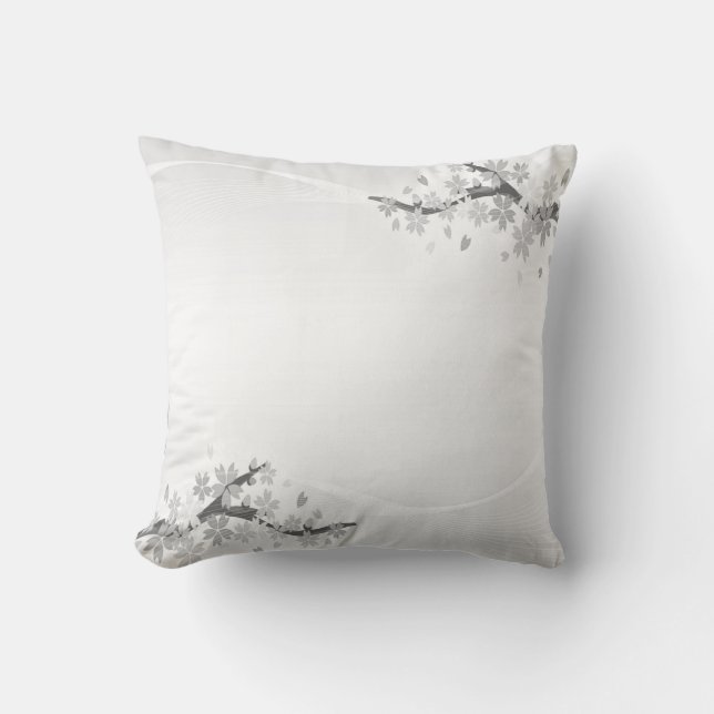 Coussin Belles fleurs sur gris argenté clair (Recto)