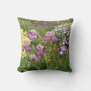 Coussin Belles Iris Violettes fleur floral Jardin
