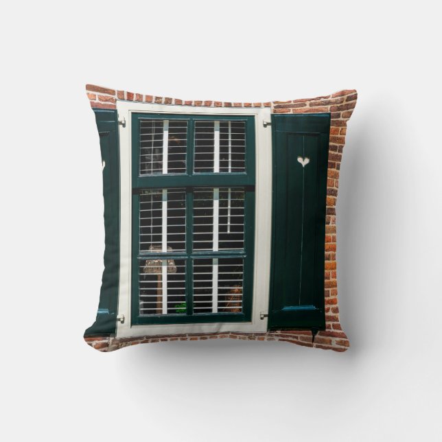 Coussin Belles maisons traditionnelles hollandaises. Mur e (Recto)