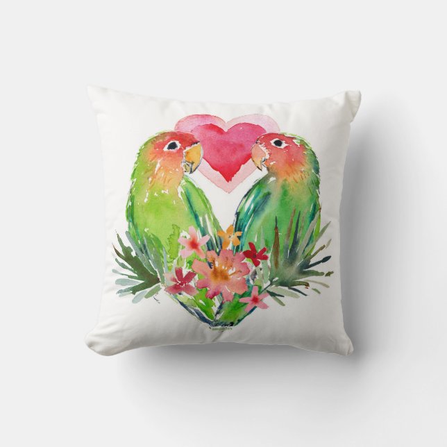 Coussin BELLES PERRUCHES Valentine tropical (Recto)