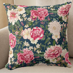 Coussin Belles pivoines roses florales