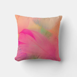 Coussin Belles plumes abstraites violettes et bleues sur l