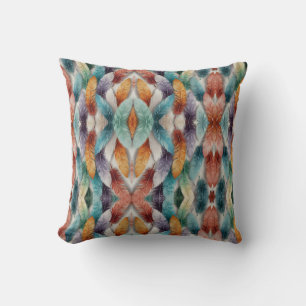 Coussin Belles plumes de cristal de glace multicolore