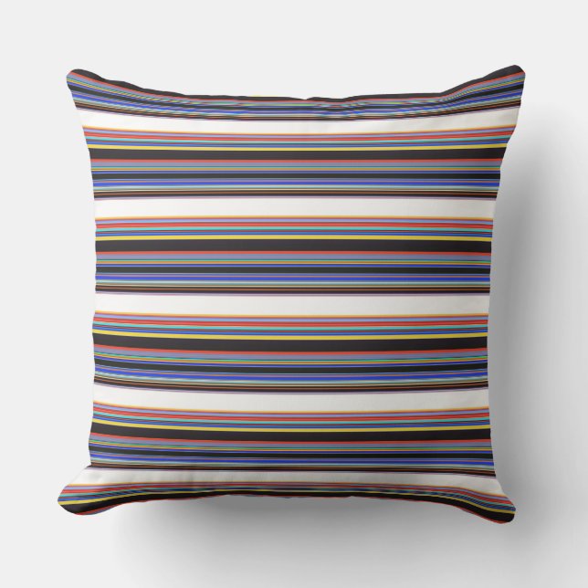 Coussin Belles rayures bleues noires (Recto)