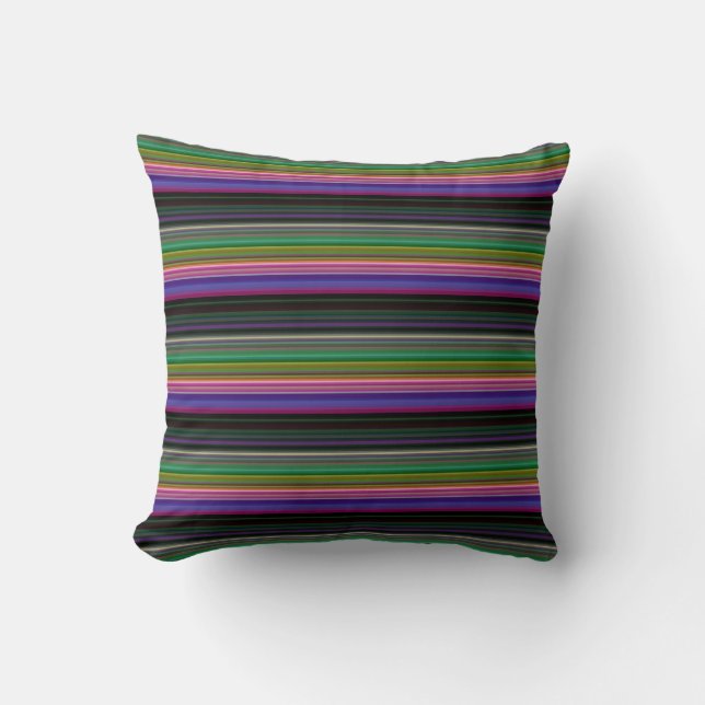 Coussin Belles rayures colorées rétro (Recto)