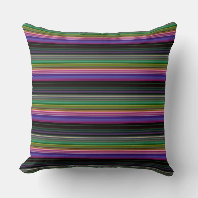 Coussin Belles rayures colorées rétro (Recto)